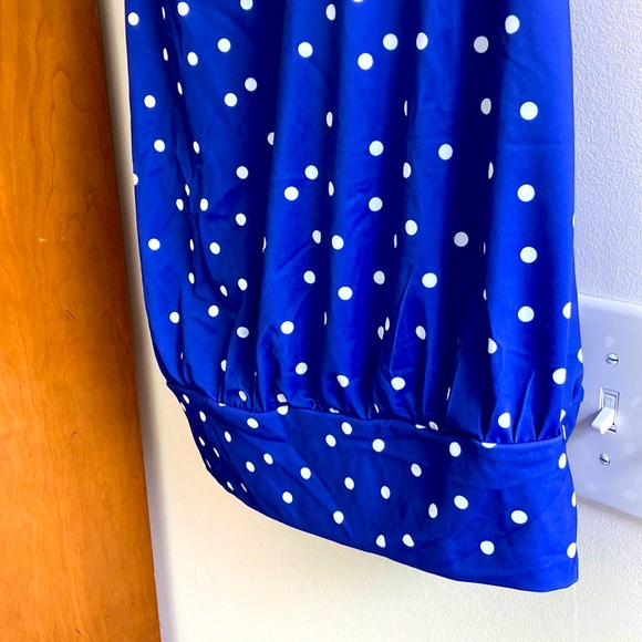 NWT BloomChic “LYDIA” blue white poly dot swim tank top.Racer back. Sz 1x 14 16 - Picture 2 of 9